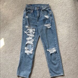 American Eagle Outfitters Blue Boyfriend Jeans Distressed Style